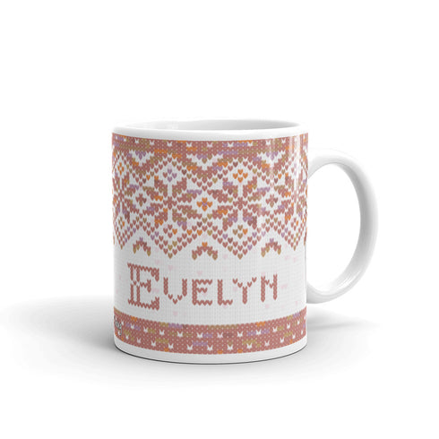 Snowflake Knitting Mug, Handpainted Yarn Mug, coffee and knitting mug, Yarn lover gift, knitter gift, knitter gift, knit gift, yarngift